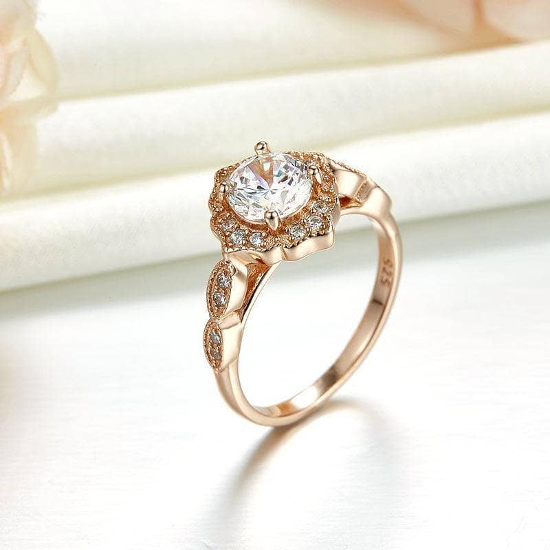 Vintage Aquamarine Engagement Ring Rose Gold wedding Ring 2ct Antique -  Giliarto
